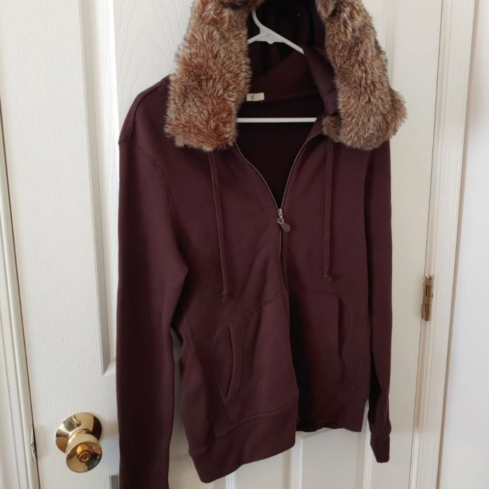 J. Crew Faux Fur Hoody Size M